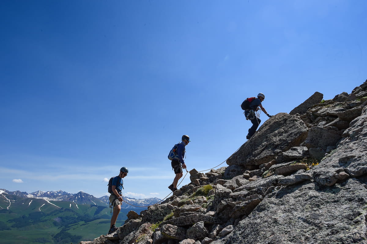 3 climbers on Summer Guides Ridge